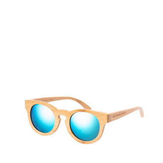 Lunettes en bambou avec verres miroir dans un sac à cordon
