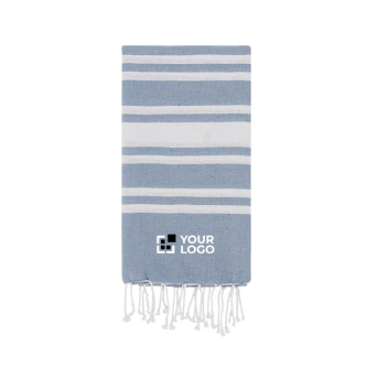 Paréo fin en coton et polyester à rayures avec franges 150 g/m²