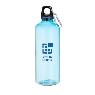 Bouteille en RPET translucide avec mousqueton sur le couvercle 630 ml
