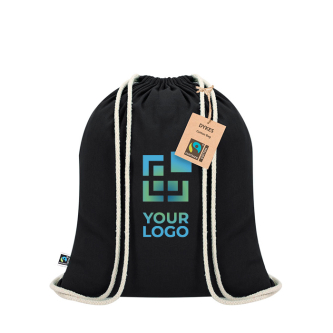 Sac à dos à cordon en coton certifié Fairtrade 140 g/m²