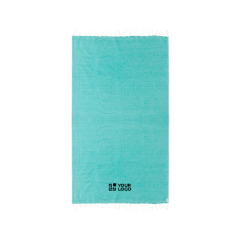 Fin paréo en coton recyclé et RPET avec franges blanches 180 g/m²