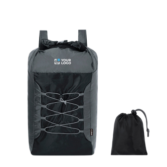 Sac à dos pliable en polyester RPET avec cordons élastiques à l'avant