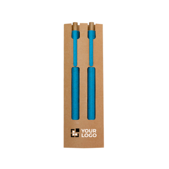 Set de stylo encre bleue et crayon infini en fibre de blé