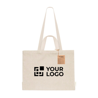 Sac en coton recyclé avec soufflet et double anse 150 g/m²