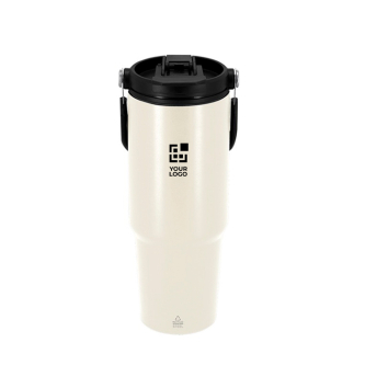 Gobelet isotherme en inox recyclé avec anse assortie 900 ml