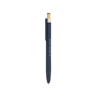 Stylo avec pointe tactile en aluminium et bambou, encre bleue
