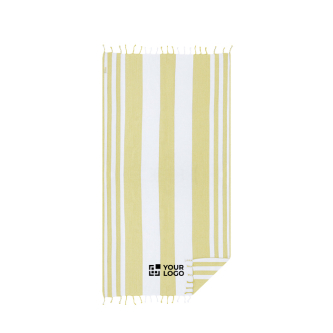 Serviette paréo bicolore en coton recyclé avec franges 180 g/m²