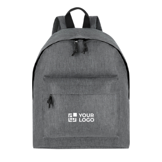 Sac à dos en polyester recyclé avec poche avant et motif chiné