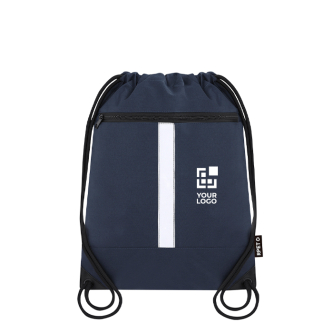 Sac à dos à cordons en RPET avec poche avant et bande réfléchissante
