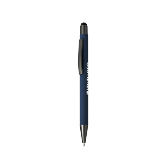 Stylo à bille en aluminium recyclé avec pointe tactile, encre bleue