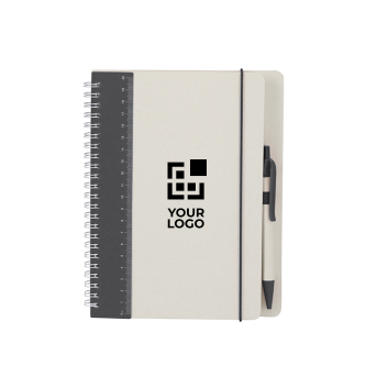 Carnet en carton recyclé, stylo à encre bleue et feuilles lignées A5