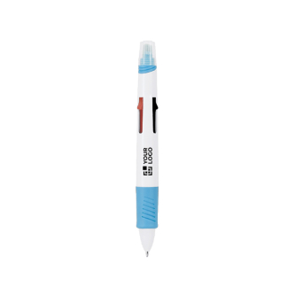 Stylo 4 couleurs avec surligneur intégré et capuchon