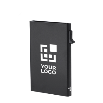 Porte-cartes en aluminium avec support magnétique et blocage RFID