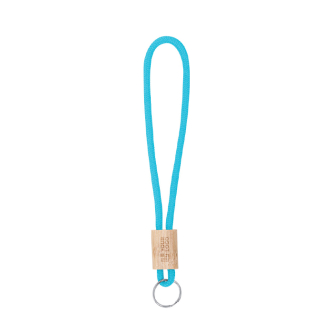 Porte-clés en cordon polyester coloré avec réglage en bambou