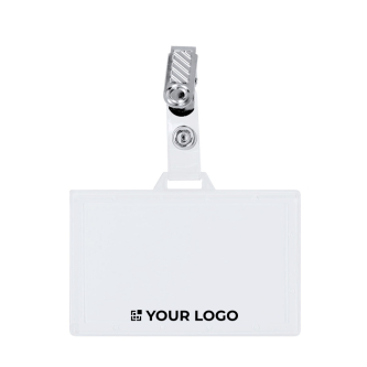 Porte-badge horizontal avec pince métallique et fermeture amovible