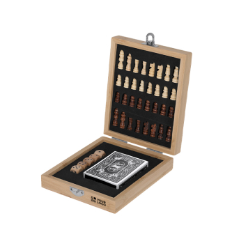 Set de jeux en bambou avec échiquier et étui
