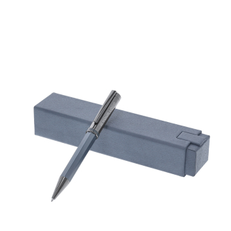 Stylo premium métallique rotatif et rechargeable, encre bleue