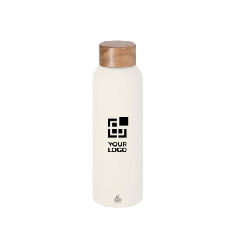 Gourde en inox avec finition caoutchoutée et bouchon en bambou 700 ml