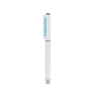 Roller en plastique recyclé avec détails argentés, encre bleue