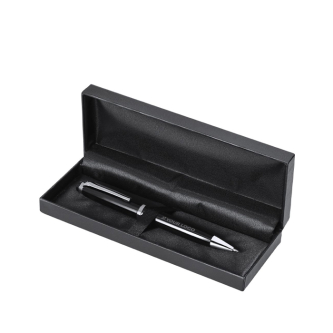 Stylo rotatif en aluminium avec étui en PU et encre bleue