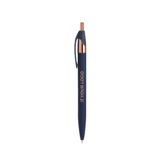 Stylo en aluminium recyclé avec détails or rose et encre bleue