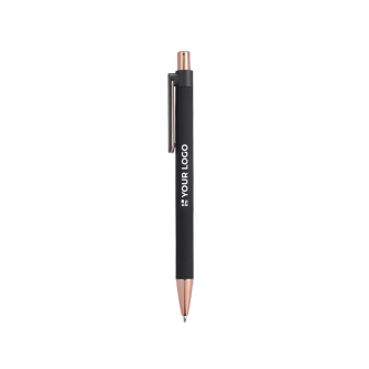 Stylo en aluminium recyclé avec détails en or rose et encre bleue