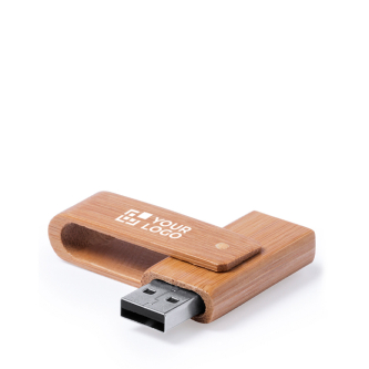 Clé USB en bambou avec mécanisme pivotant protecteur