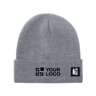 Bonnet en maille polyester RPET avec revers sur le devant