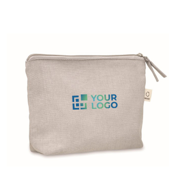 Trousse de toilette en tissu recyclé avec fermeture éclair assortie