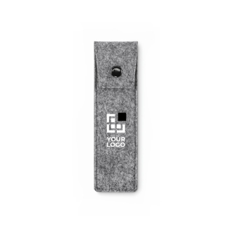 Étui en feutre RPET avec fermeture à bouton pour 2 stylos