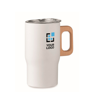 Tasse en acier inoxydable recyclé avec anse en bois 350 ml