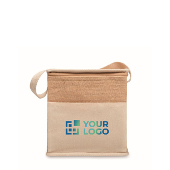 Sac isotherme en jute avec poche frontale et capacité de 3L