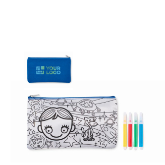 Trousse pour crayons avec motifs à colorier avec feutres