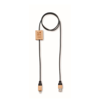 Câble de charge avec détails en bambou et personnalisable 60W