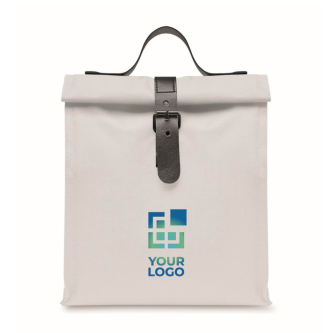 Sac isotherme roll-top en polyester avec anse et fermeture en cuir