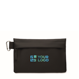 Pochette en polyester et PU avec mousqueton sur le côté