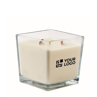 Grande bougie parfum vanille avec 2 mèches en bois