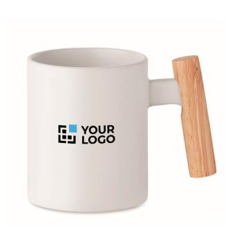 Tasse céramique avec anse droite originale en bois 320ml