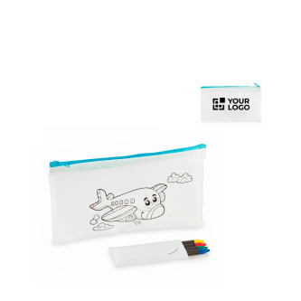 Trousse enfant en non-tissé à colorier avec 4 crayons