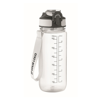 Bouteille en RPET anti-goutte avec paille et couvercle rabattable 700 ml