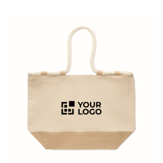 Sac de plage en coton avec jute et fermeture éclair 280 g/m²