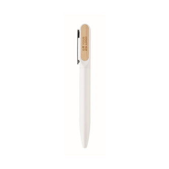 Stylo rotatif en aluminium recyclé et bambou, encre bleue