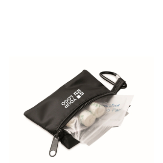 Trousse de premiers secours compacte en pochette RPET avec mousqueton en aluminium