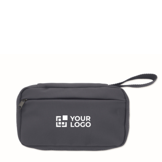 Trousse de toilette compacte en RPET 600D avec fermeture éclair