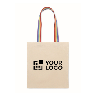 Sac tote bag en coton avec anses arc-en-ciel 180 g/m²
