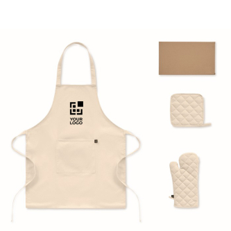 Set de cuisine en coton recyclé avec coutures matelassées 180 g/m²