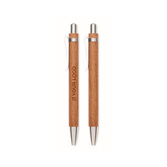 Set d’écriture en bois avec stylo à bille à encre bleue et porte-mines