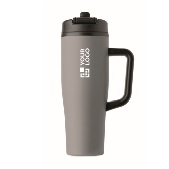 Mug isotherme en inox recyclé et antifuite avec anse et paille 900 ml