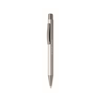 Stylo en aluminium recyclé avec finition caoutchoutée et encre bleue