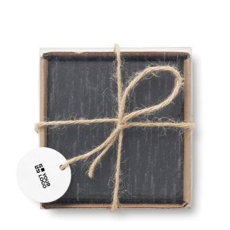 Ensemble de sous-verres en ardoise avec zone d'impression